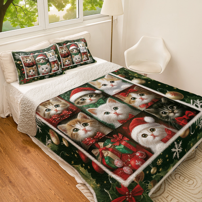 Shineful All Season Quilt 3-Piece Set Christmas Holiday Purr-fection
