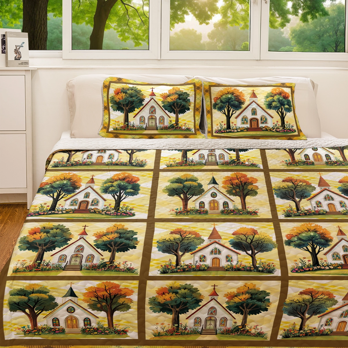 Shineful All Season Quilt 3-Piece Set - God Autumn Church Retreat