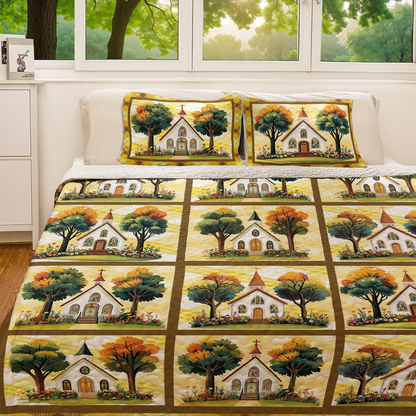 Shineful All Season Quilt 3-Piece Set - God Autumn Church Retreat