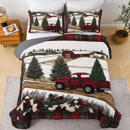 Shineful All Season Quilt 3-Piece Set Christmas Truck