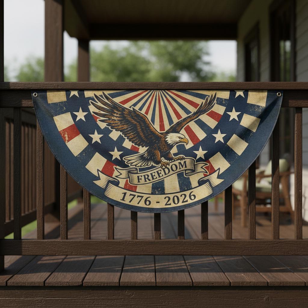 Shineful Decorative Fan Flag Bald Eagle Freedom – 1776–2026 Patriotic