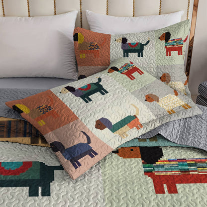 Shineful All Season Quilt 3-Piece Set - Dachshund Patchwork Paradise