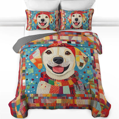 Shineful All Season Quilt 3-Piece Set Labrador Joy Patchwork