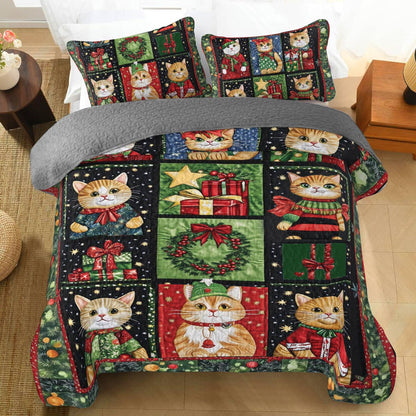 Shineful All Season Quilt 3-Piece Set Festive Cats