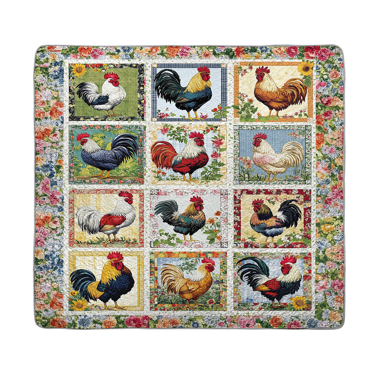 Shineful All Season Quilt 3-Piece Set Countryside Rooster Bliss