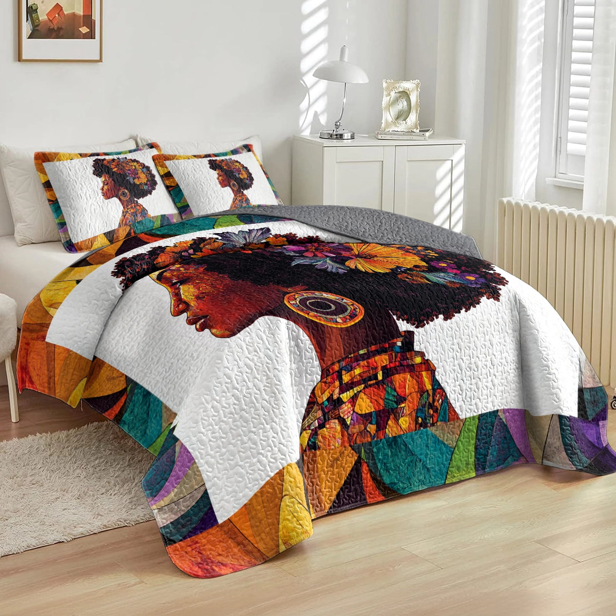 Shineful All Season Quilt 3-Piece Set - Afro Queen