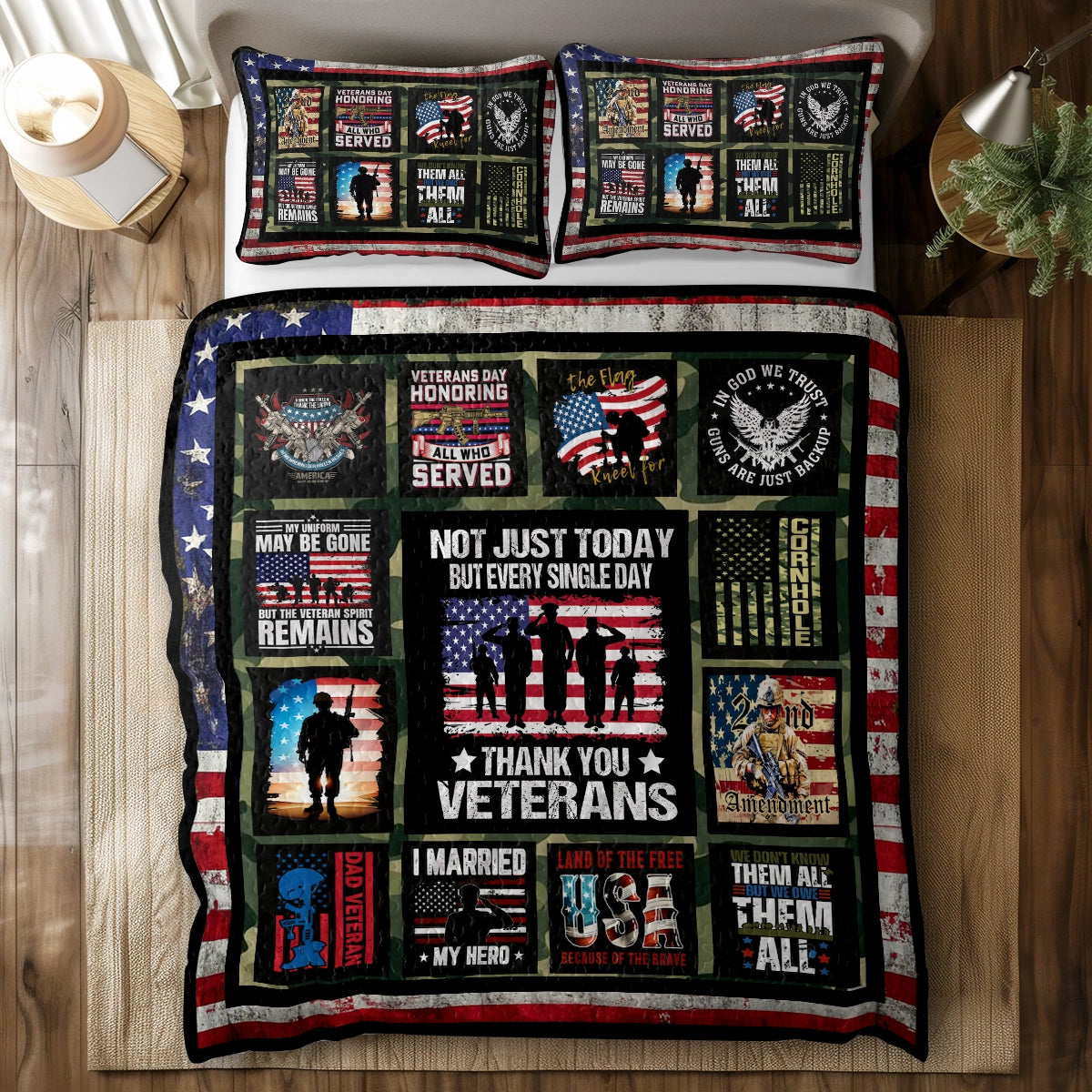 Shineful All Season Quilt 3-Piece Set - Patriotic Veterans