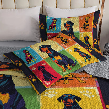 Shineful All Season Quilt 3-Piece Set Rottweiler Rainbow Comforter