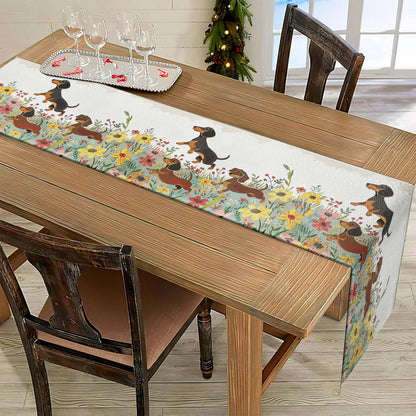 Shineful 2D Flat Print Quilted Table Runner Dachshund Delight