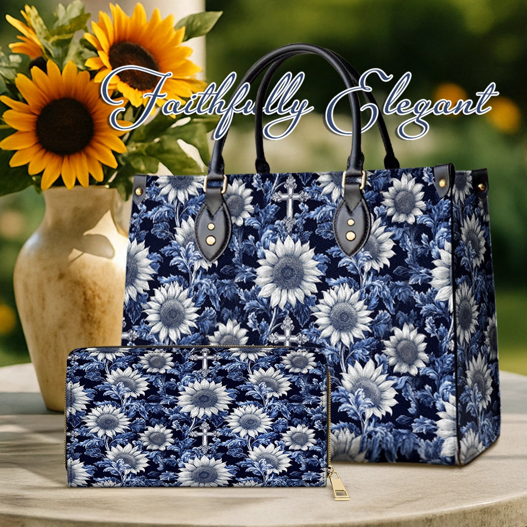 Shineful Leather Bag Midnight Blue Sunflower Cross