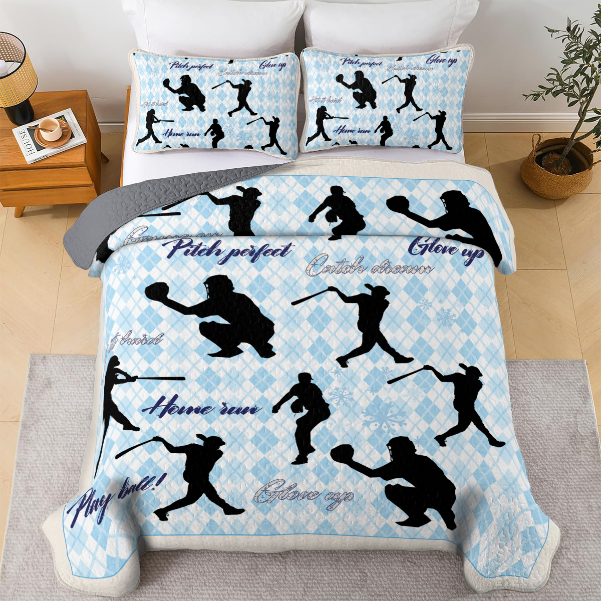 Shineful All Season Quilt 3-Piece Set - Baseball Dream Zone