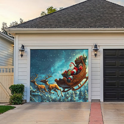 Shineful Garage Door Banner Decoration Magic Santa's Sleigh