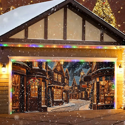 Shineful Garage Door Banner Decoration Winter Village