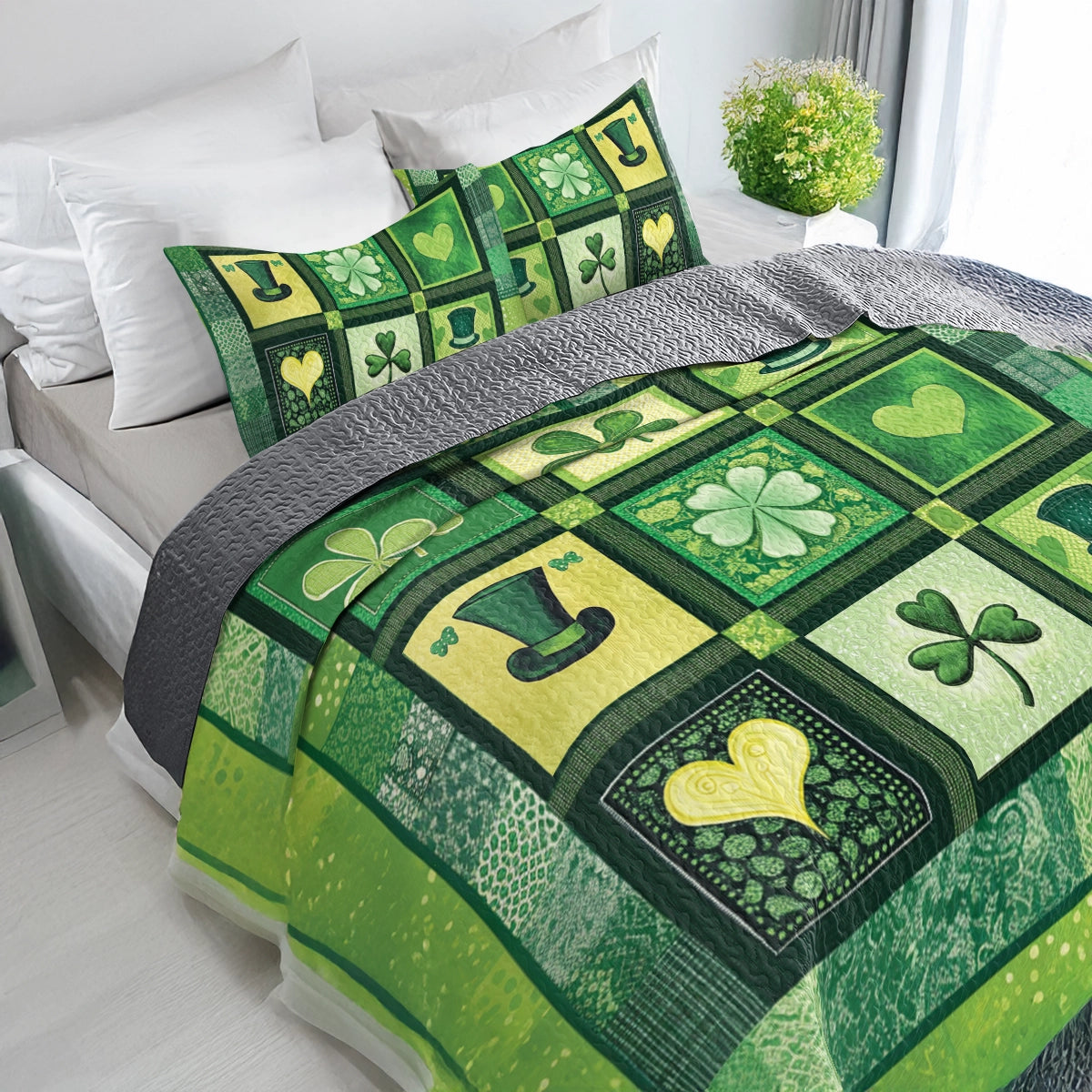 Shineful All Season Quilt 3-Piece Set Lucky Green Dreams
