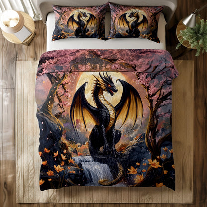 Shineful All Season Quilt 3-Piece Set - Moonlit Majesty Dragon
