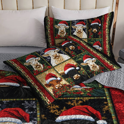 Shineful All Season Quilt 3-Piece Set Christmas Cow