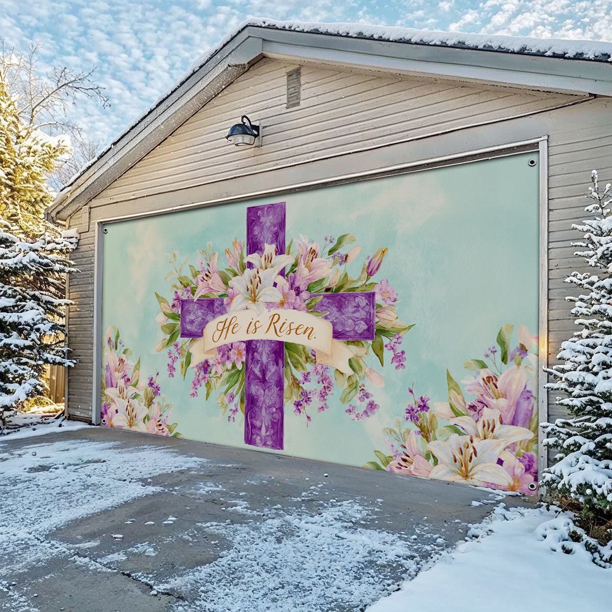Shineful Garage Door Banner Decoration Catholic Resurrection