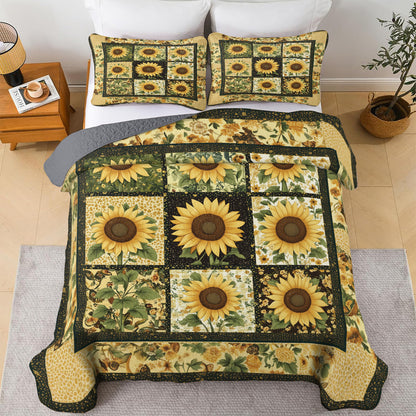 Shineful All Season Quilt 3-Piece Set Sunflower Patch