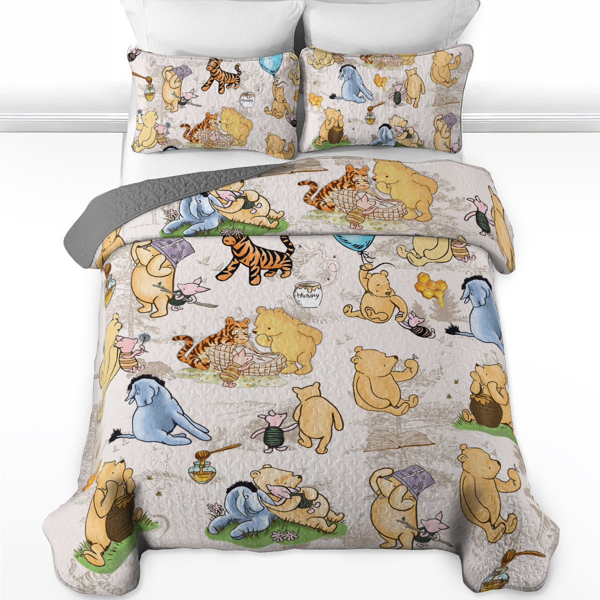 Shineful All Season Quilt 3-Piece Set Pooh Friends