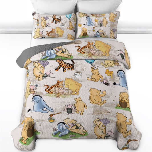 Shineful All Season Quilt 3-Piece Set Pooh Friends