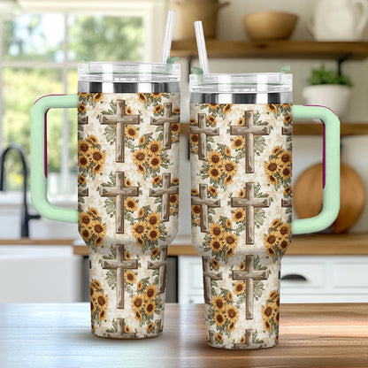 Shineful Tumbler Rustic Sunflower Cross