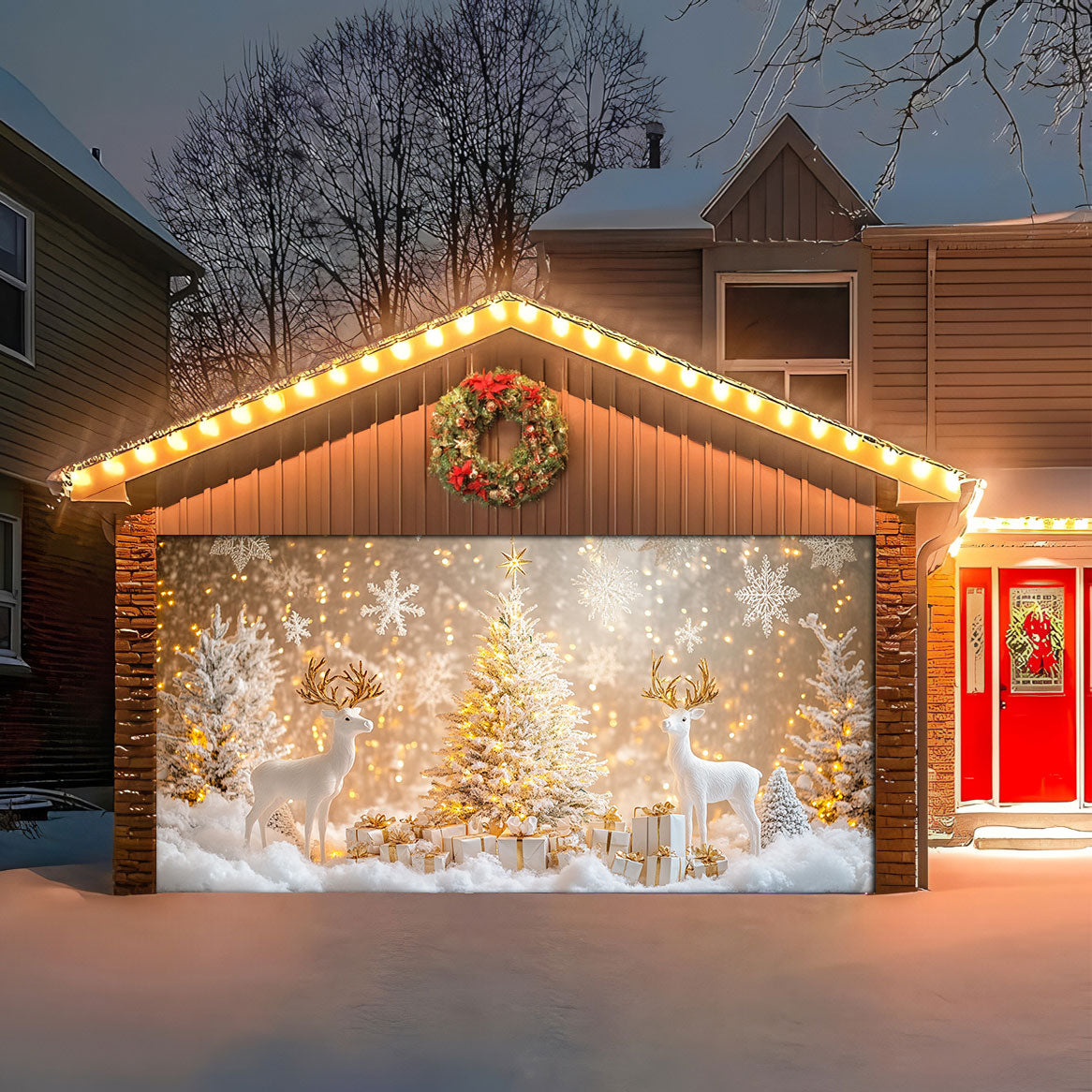 Shineful Garage Door Banner Decoration Twinkling Christmas Night