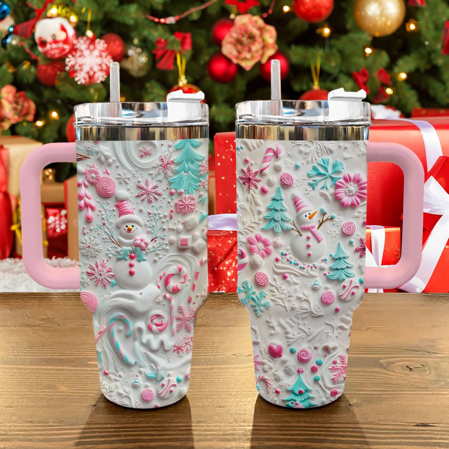 Shineful Glossy Tumbler Cute Snowman Lovely