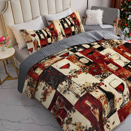 Shineful All Season Quilt 3-Piece Set Ethereal Wine