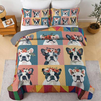 Shineful All Season Quilt 3-Piece Set Floral Frenchie