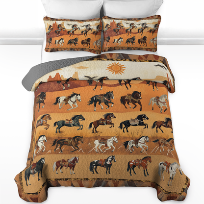 Shineful All Season Quilt 3-Piece Set Native America Leaping Stallion