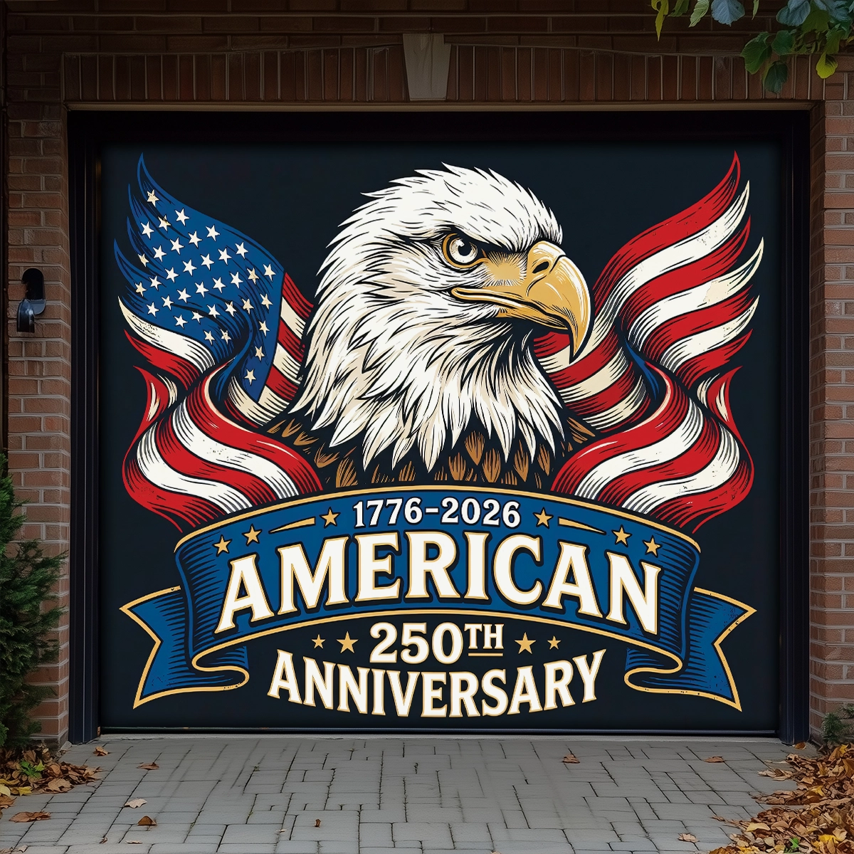 Shineful Garage Door Banner Decoration 250 Years of American's Power