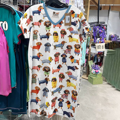 Shineful Women V-Neck Nightshirts Dachshund Amazing Stylish