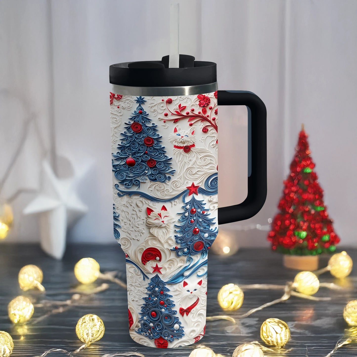 Shineful Glossy Tumbler Cat Christmas Cheer
