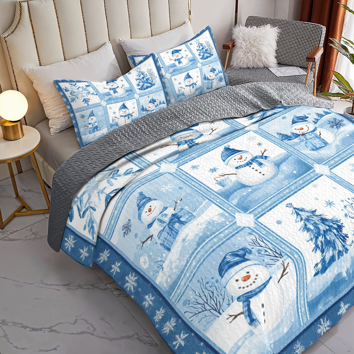 Shineful All Season Quilt 3-Piece Set Snowy Friends Comfort