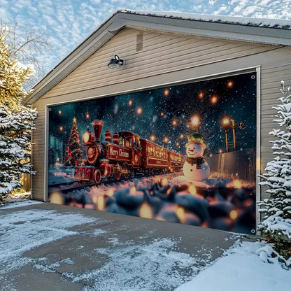 Shineful Garage Door Banner Decoration Christmas Express Train
