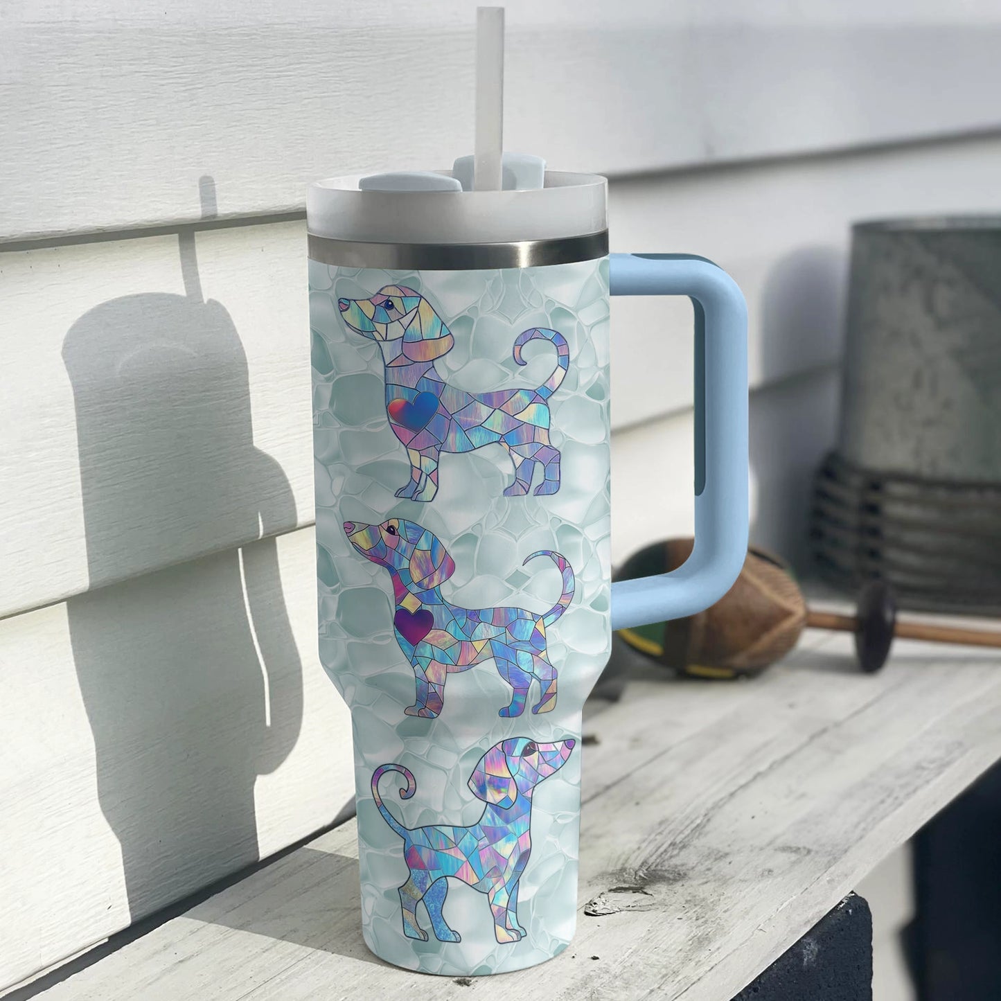 Shineful Glossy Tumbler Stained Glass Dachshunds
