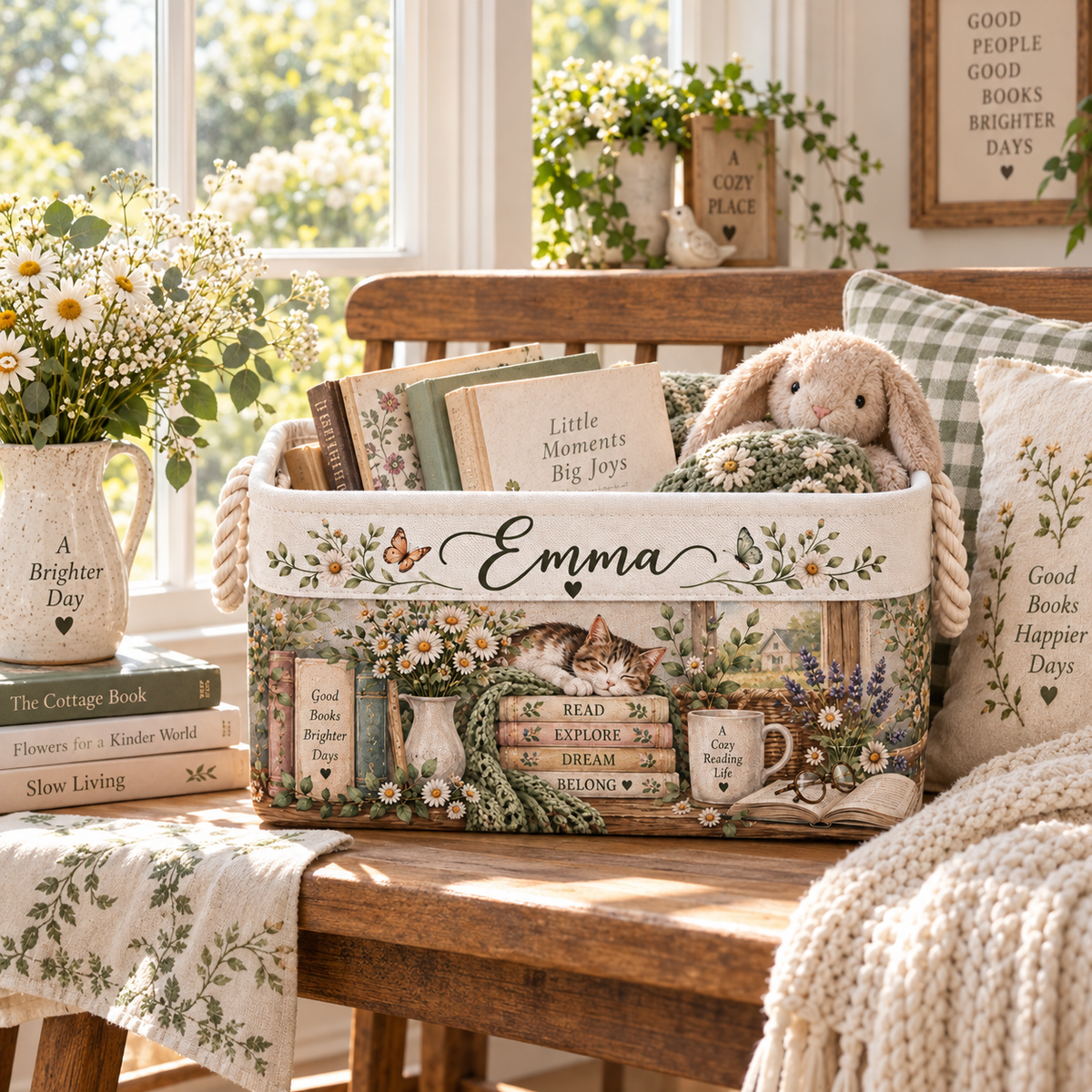 Shineful Cozy Reading Nook Book Basket