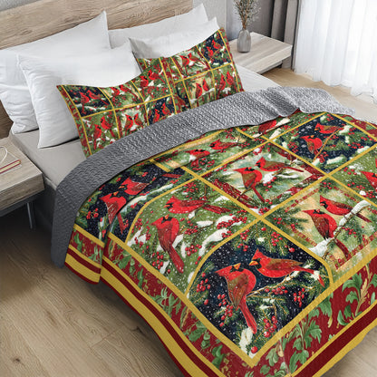 Shineful All Season Quilt 3-Piece Set - Festive Cardinal