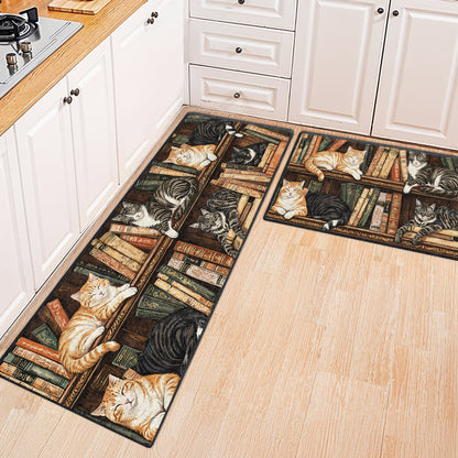 Shineful Ultra-Thin Non Skid Floor Mat, Kitchen Rugs Nook Cats Reading