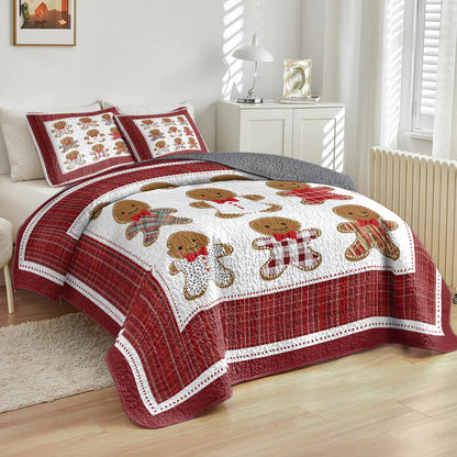 Shineful All Season Quilt 3-Piece Set Festive Christmas Gingerbread