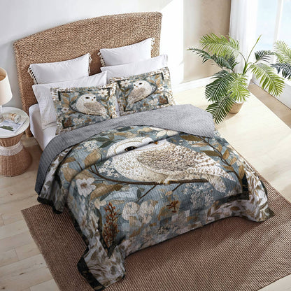 Shineful All Season Quilt 3-Piece Set Charming Owl Flowers