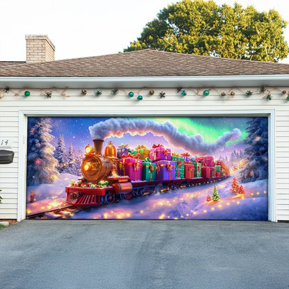 Shineful Garage Door Banner Decoration Festive Train Journey
