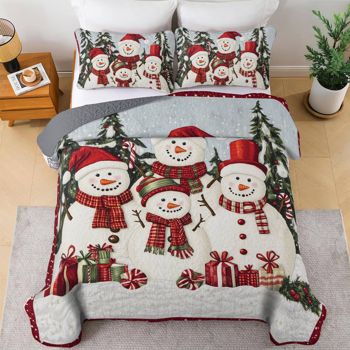 Shineful All Season Quilt 3-Piece Set - Snowman Family