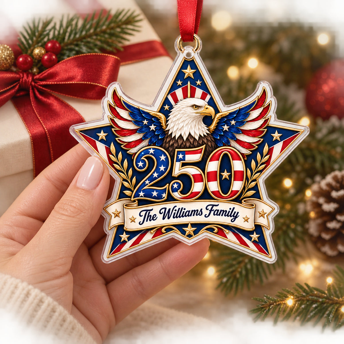 Shineful Personalized America 250th Anniversary Family 2D Acrylic Ornament