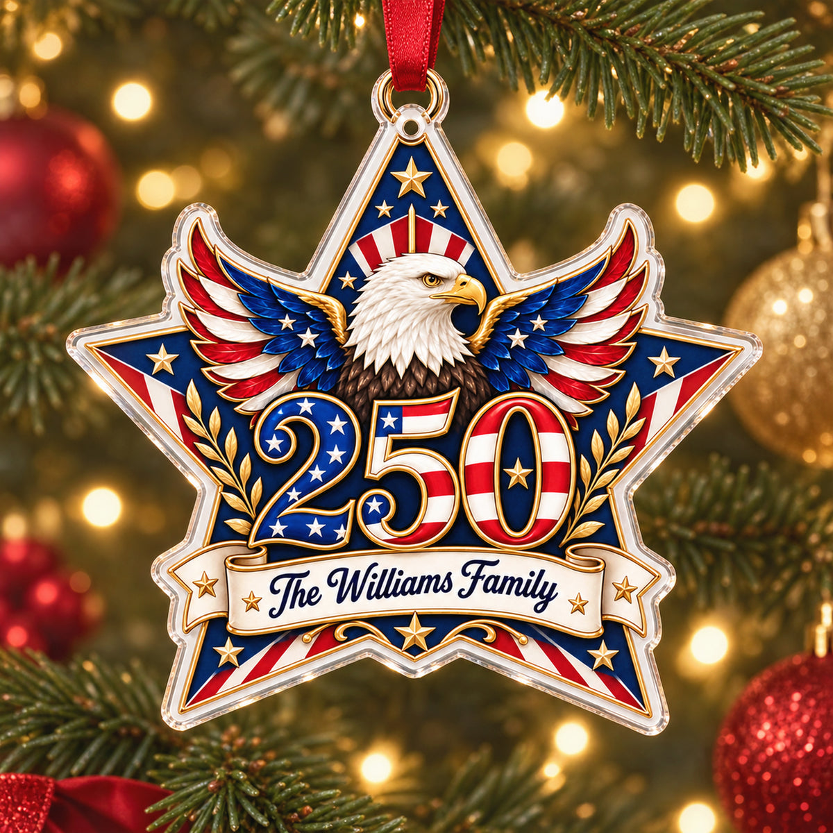 Shineful Personalized America 250th Anniversary Family 2D Acrylic Ornament