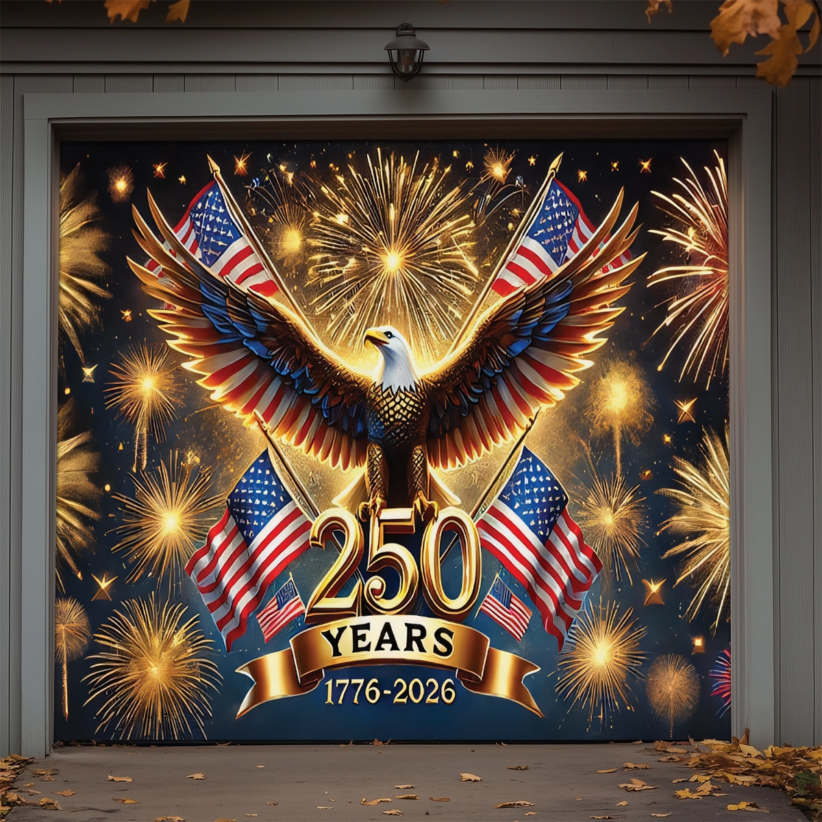 Shineful Garage Door Banner Decoration 250 Years of the Republic