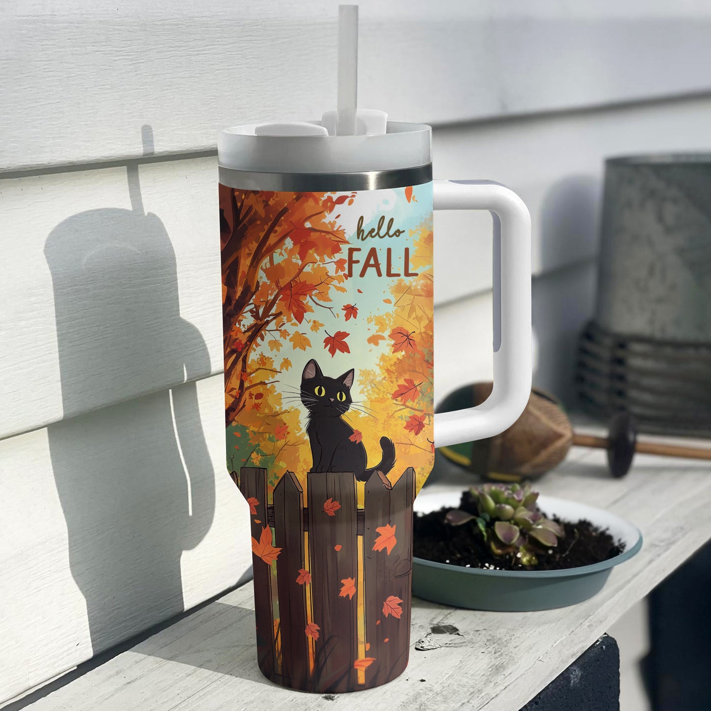 Shineful Tumbler Black Cat Autumn