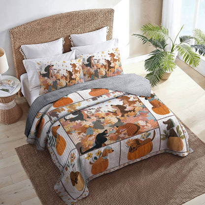 Shineful All Season Quilt 3-Piece Set - Autumn Dachshund Delight