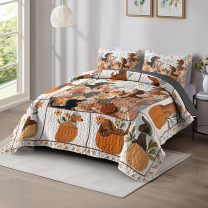 Shineful All Season Quilt 3-Piece Set - Autumn Dachshund Delight