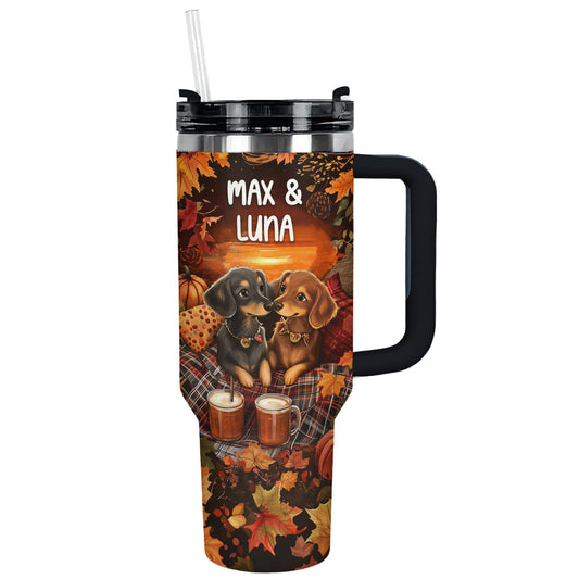 Shineful Tumbler Personalized Dachshund Autumn Picnic